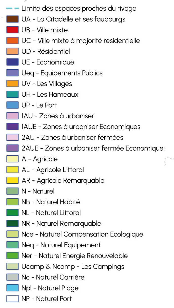 Légende détaillée du PLU